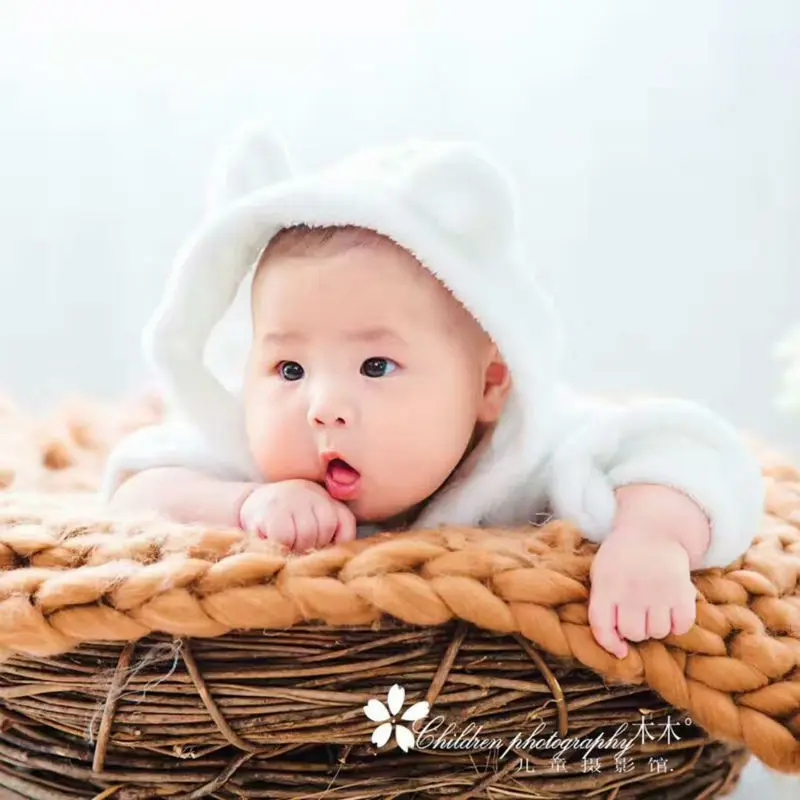 Реквизит для фотосъемки новорожденных из шерсти 60 х50 см|props baskets|photography props basketnewborn