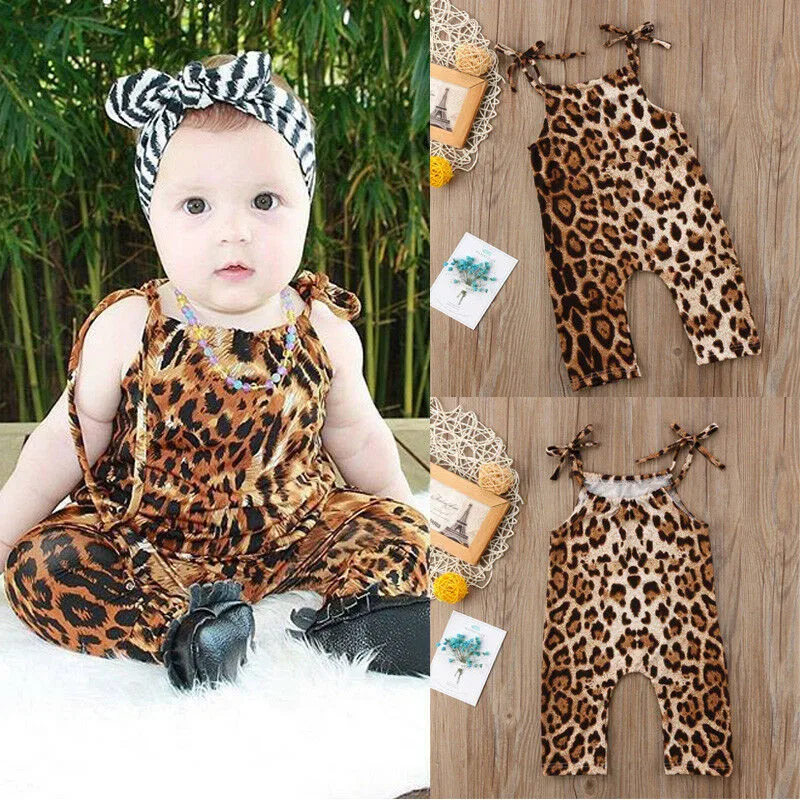 

Canis Toddler Baby Girls Leopard Jumpsuit Rompers Fashion Babies Sleeveless Braces Romper Jumpsuit Playsuit Clothes Set Hot Sale