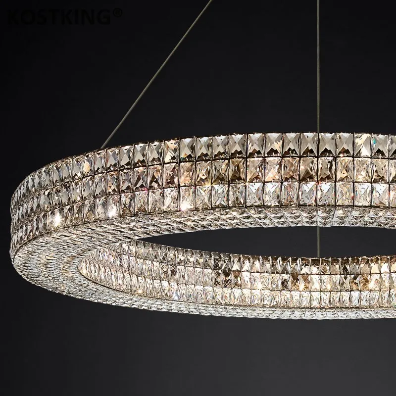 Современная хрустальная люстра kosculling K9 Cristal LED круглая световая кольцевая