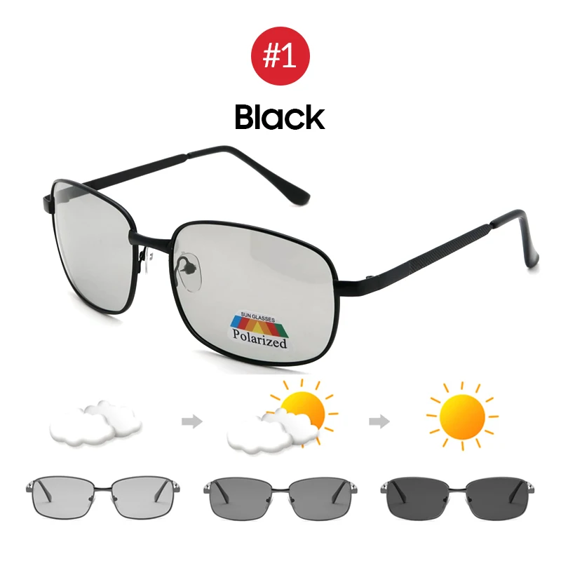 1 Black Photochromic VIVIBEE выбор вождения прямоугольные фотохромные поляризованные мужские солнцезащитные очки для женщин для вождения автомобиля безопасные поляризационные мужские солнцезащитные очки - Цвет линз: 1 Black Photochromic