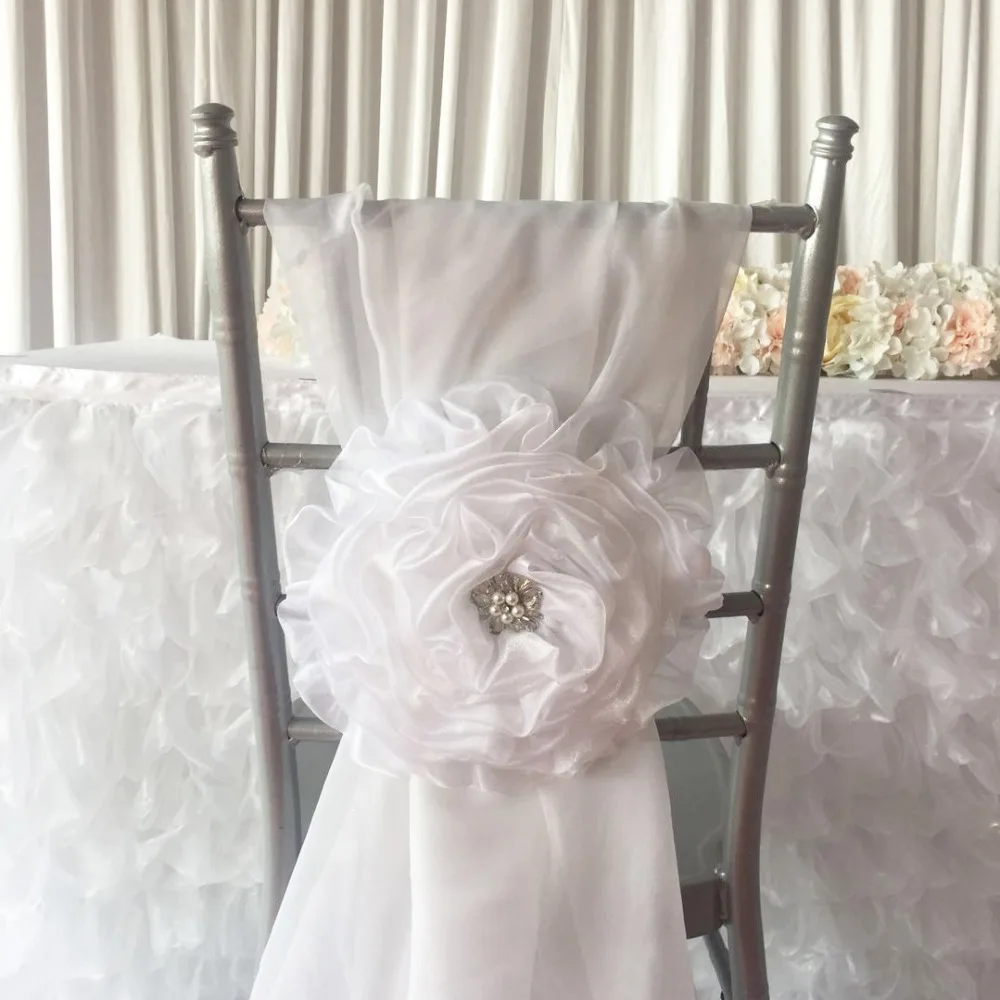 2018 Новый дизайн 100 шт. Бесплатная доставка белый цветок Chiavari чехол для стула с