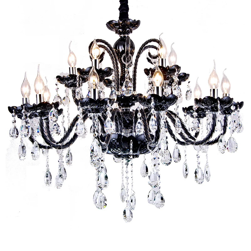 Люстра-свеча черная для гостиной спальни кухни столовой со светодиодной