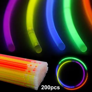 200 шт 20 см светящиеся палочки Браслеты ожерелье неоновые цвета вечерние сувениры диско рейв рок концертные браслеты ночной Светильник флуоресцентный