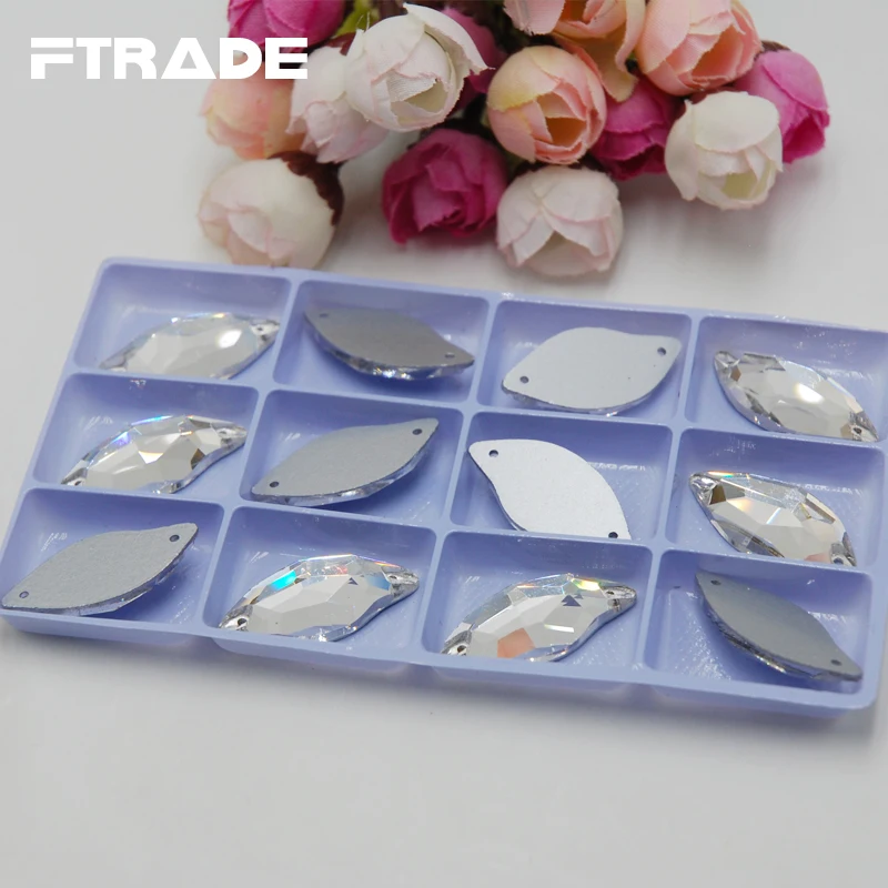 Promotions!Leaf Shape Glass Crystal Clear Color Beauty Fish Sew on Rhinestones For Arts Crafts Sewing Clothing Decoration | Дом и сад