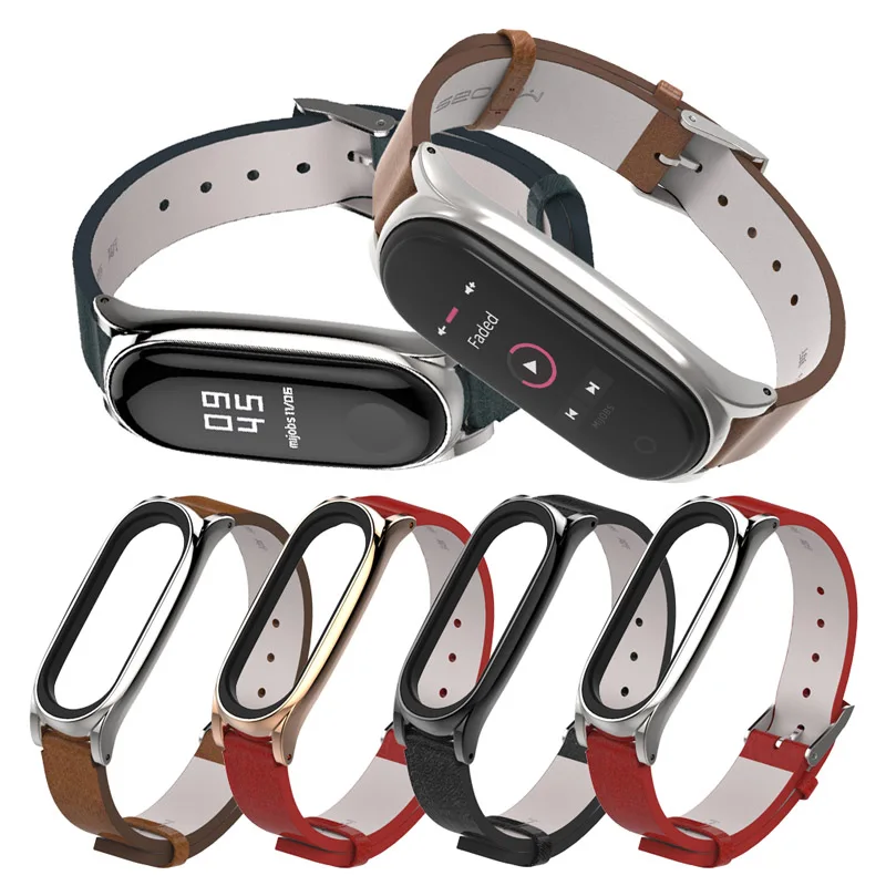 Ремешок из ПУ кожи для Mi Band 5 6 браслет на запястье Xiaomi 4 3 умные