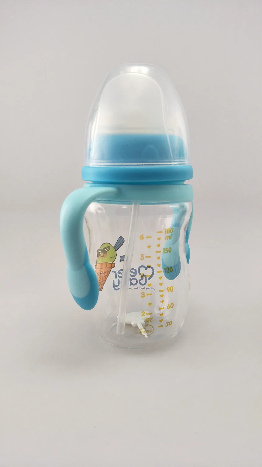Meierbaby бутылка (M8222) Высокая боросиликатное стекло BPA бесплатно жидкий силиконовый