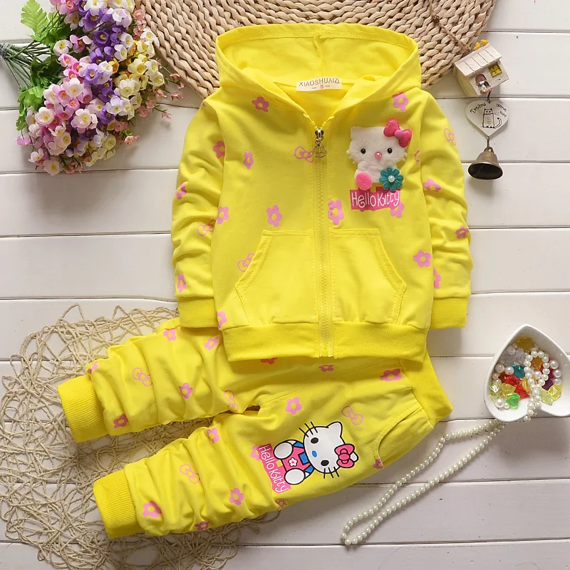 Весна Осень 2020 комплект одежды для маленьких девочек с рисунком Hello Kitty