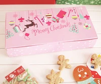 new arrival 24124 5cm 10pcs christmas pink cake cookie gift paper box macaron chocolate snacks sweet candy storage boxes