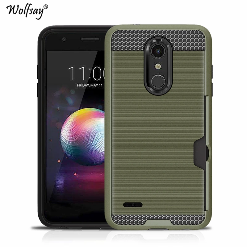 sFor Funda LG K10 2018 Case Card Holder Cover Durable Brushed Armor Phone For Coque 5.3 inch | Мобильные телефоны и
