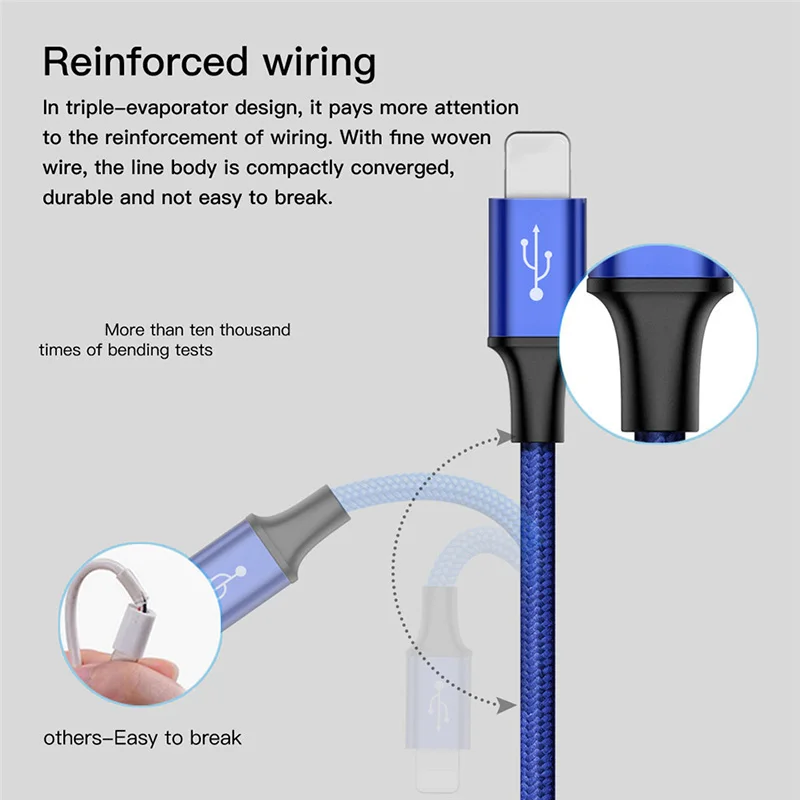 Зарядный кабель USB Type-C 3 в 1 универсальный телефонный с несколькими Usb-портами для