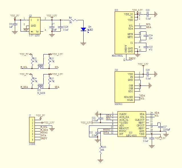 WQScosea QSA0030 10DOF ру MS5611 HMC5883L MPU6050 MWC Модуль управления полетом IIC I2C выход 3 5 в для