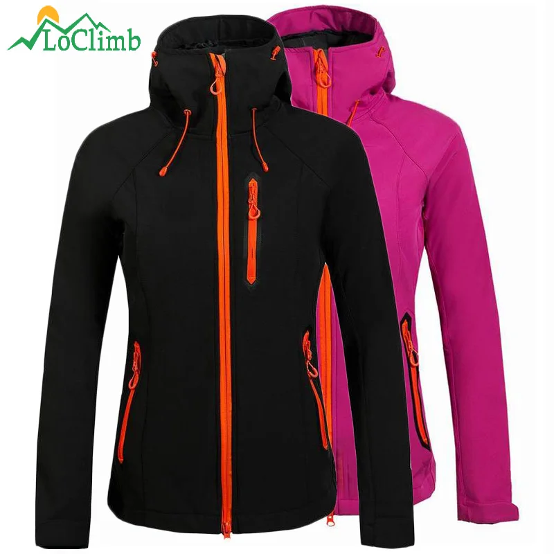 Женская флисовая куртка LoClimb водонепроницаемая ветрозащитная с подогревом для
