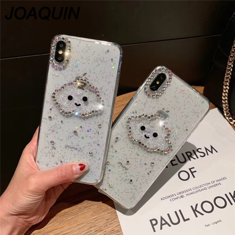 Жидкое Сердце Блеск порошок улыбка лицо облака телефонные чехлы для iPhone X XR XS Max 6 6S