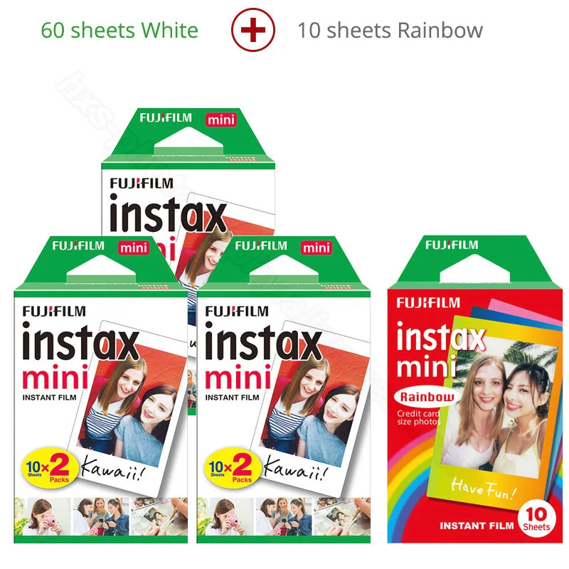 Фотобумага Fuji Fujifilm Instax Mini 9 для Instax Mini 9 7s 8 90 70 25 Instant Polariod camera Share Liplay SP2 1 Printer - Цвет: 60 White and Rainbow