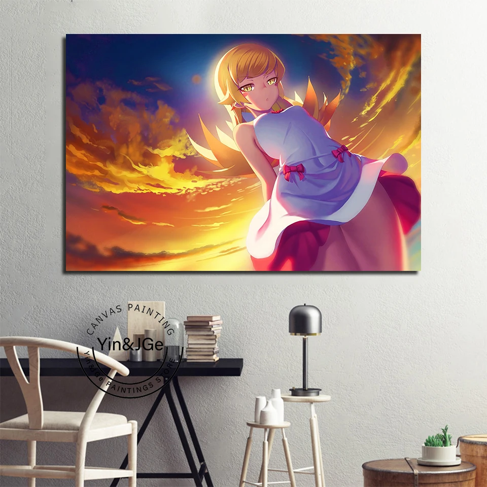 Холщовые постеры с принтом аниме oshino shinobu bakemonogatari monogatari картина Декор настенное