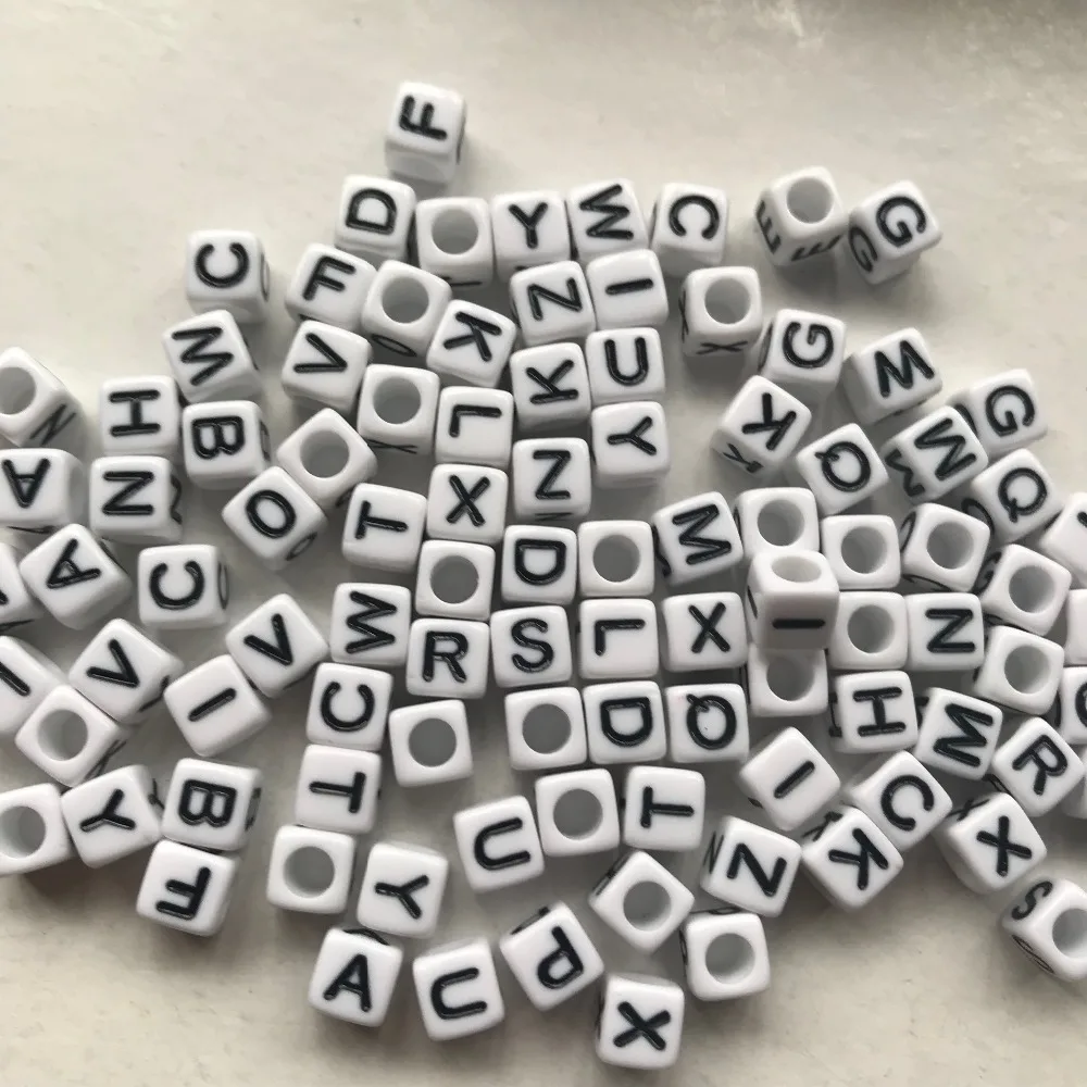 100 шт./лот ручной работы/куб. См белые бусины с цифрами/сердечками/символом