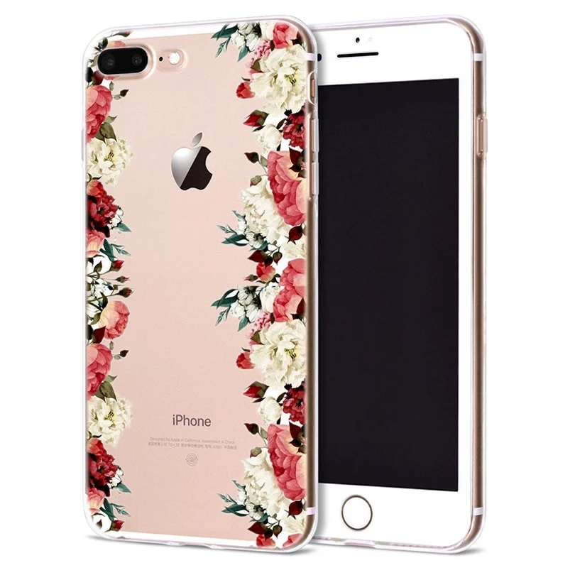 Funda For Apple iPhone 6 6S 7 Plus X 10 Flower Leaf Soft TPU Cover for Case Original Coque 8 B336 |