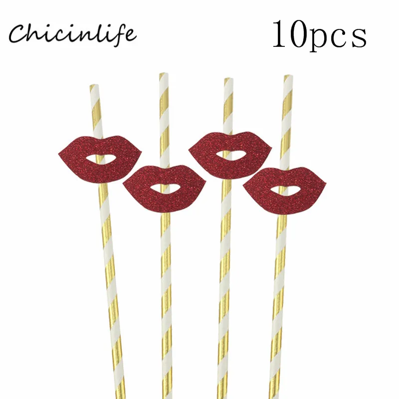 Chicinlife 10 шт. золотые Вилли красные губы с бумажными соломинками Свадебные девичник вечерние украшения свадебный душ забавные напиток соломинки