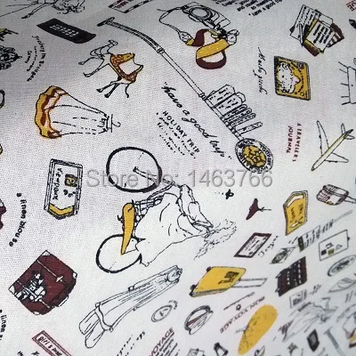 1 метр ткань из хлопка и льна для шитья квилтинга мультяшная карта людей 155*100
