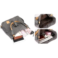 Herald Fashion Large Pocket Casual Tote Womens Handbag Shoulder Handbags Canvas Leather Capacity Bags For Women Bolsas Sac