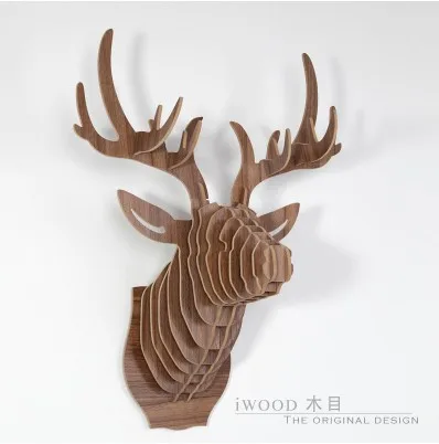 Поголовье оленей 3D DIY деревянные украшения дома Европейский животных резьба по