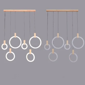 SETTEMBRE Nordic and Modern Creative LED Ring Wood Pendant Light Living Room Dining Long | Лампы и освещение
