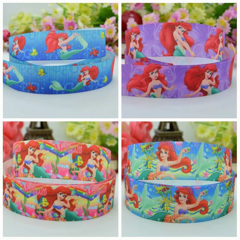DUWES 7/8&quot 22mm 2 5 10 20 50 Yards Ariel princess Printed grosgrain ribbon hair bow DIY handmade Retail | Детская одежда и