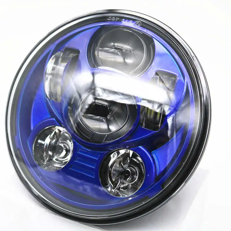 5-3/4&quot Round Headlamp for Harley Dyna Sportster 1200 48 883 Parts Moto 5.75 Inch Projector LED Headlight Black Blue orange |