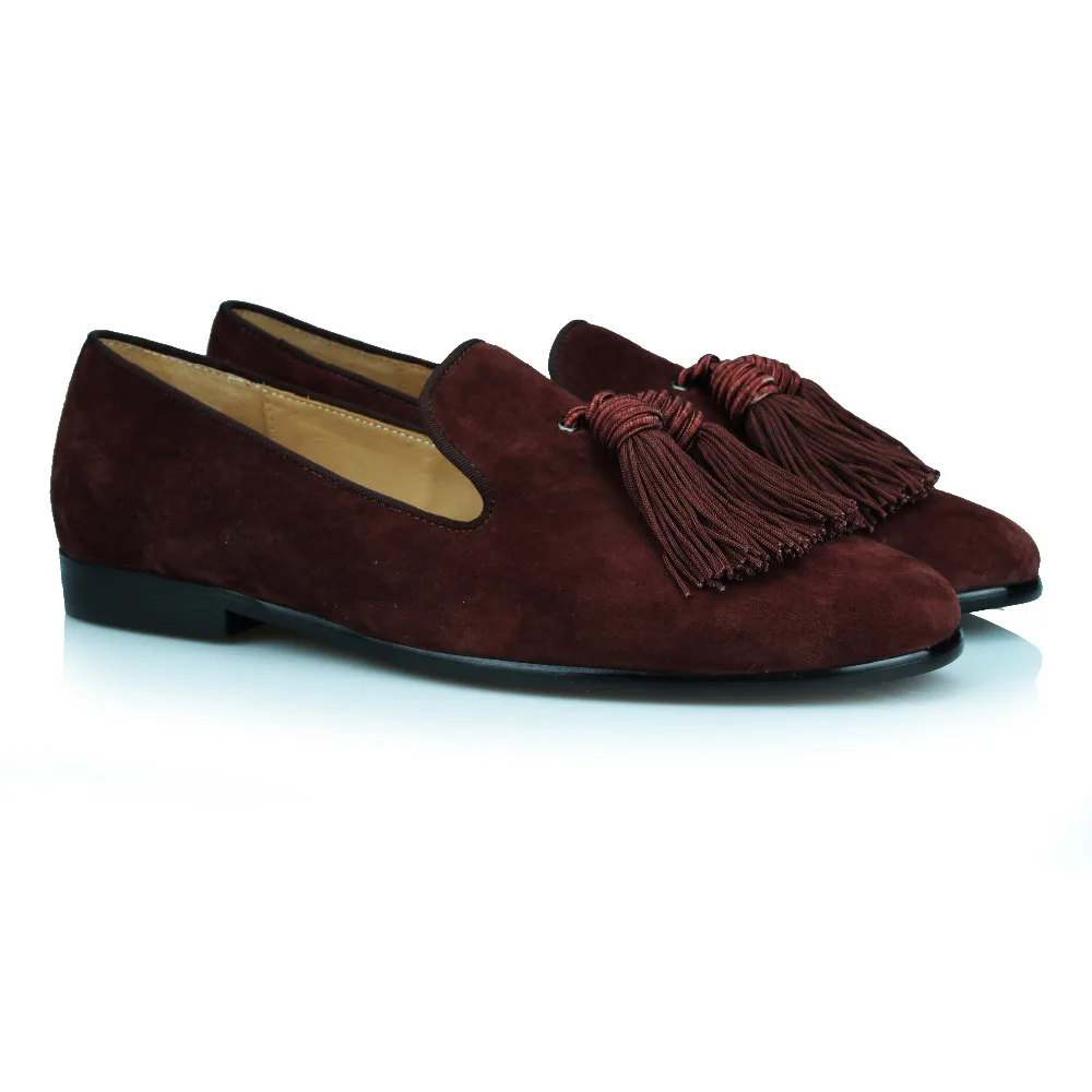 COOL TIRO Brown tassel Sheep suede shoes men brand casual flats dress footwear work office designer Smoking Slippers Wedding | Обувь