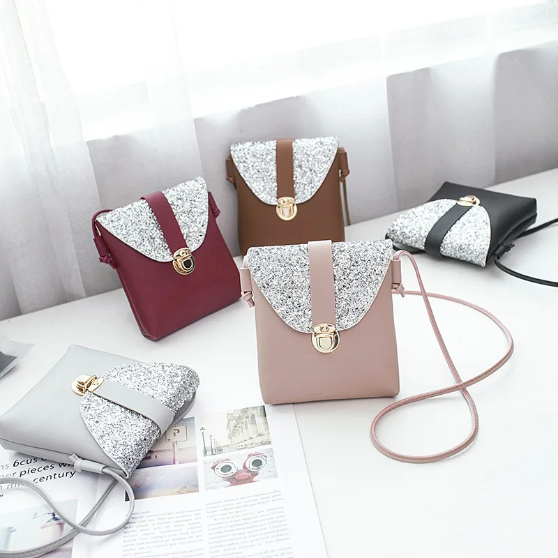

SUBIN Universal PU Leather Phonebag luxury Female shoulder strap bag Wallet Pouch Neck Metal Lock multicolor Handbag