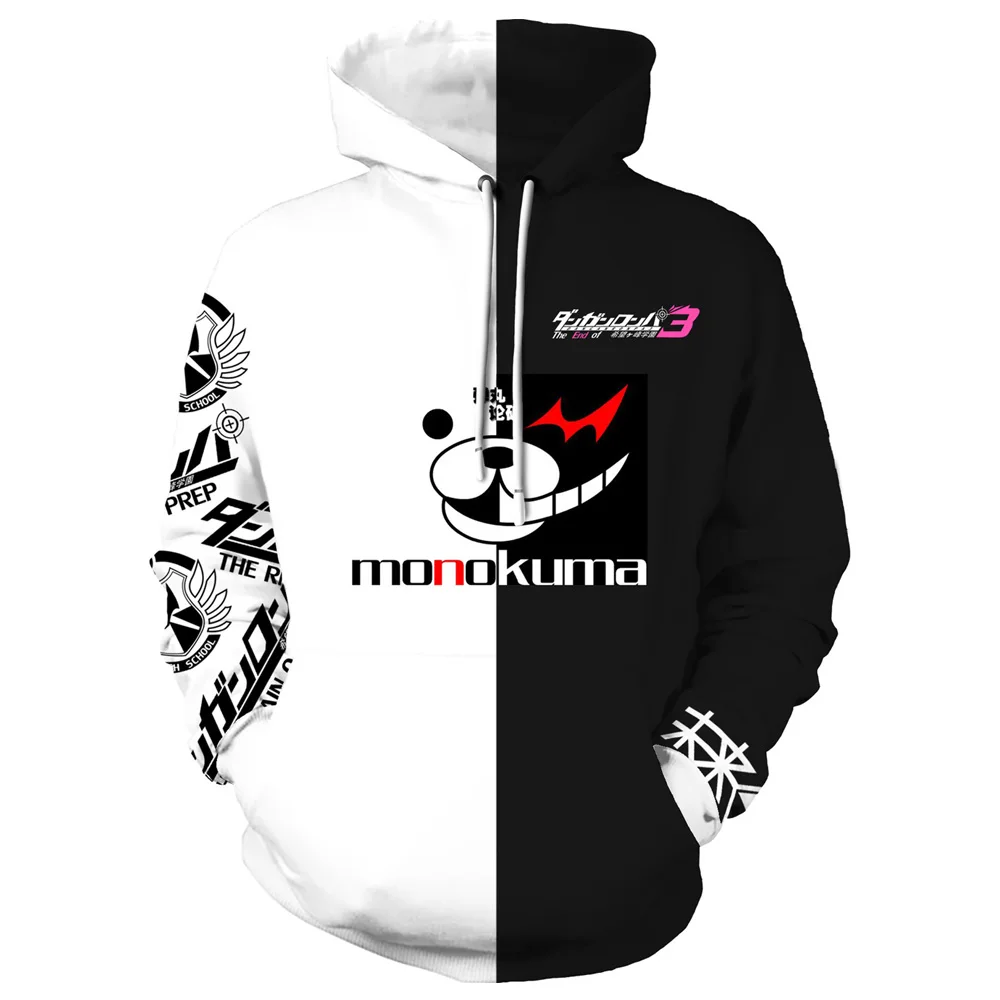 

Danganronpa Monokuma Cosplay Hoodie Black & White Bear Hoodie Sweatshirts Jacket Cosplay Costume Unisex Hoody Hoodie