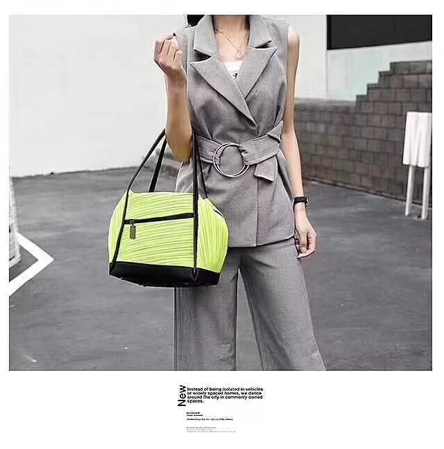 IN STOCK Miyake fold brand fashion ladies hand bag zipper solid  handbag HOT SELLING