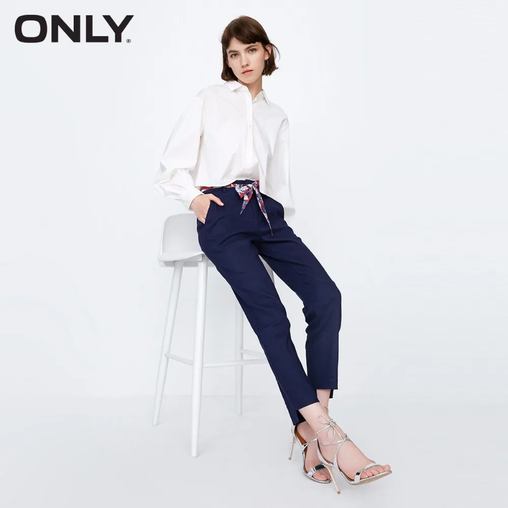 

ONLY Flex tie-up cropped straight casual pants female |11836J502