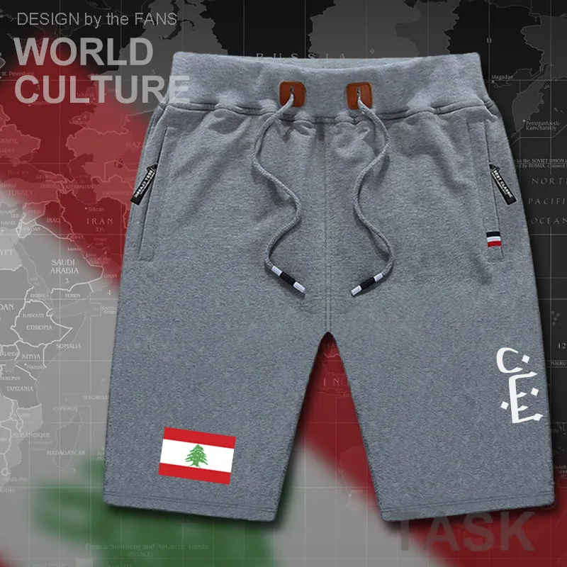 Мужские пляжные шорты Lebanon мужские для тренировок с флагом на молнии карманами