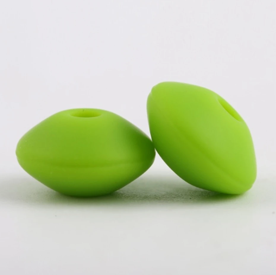Green Силиконовые счеты бусины 30 шт. DIY пустышки цепи аксессуары бусы, не содержат Бисфенол А сделано для мамы чечевицы пищевой класс детский Прорезыватель 12 мм - Цвет: Green