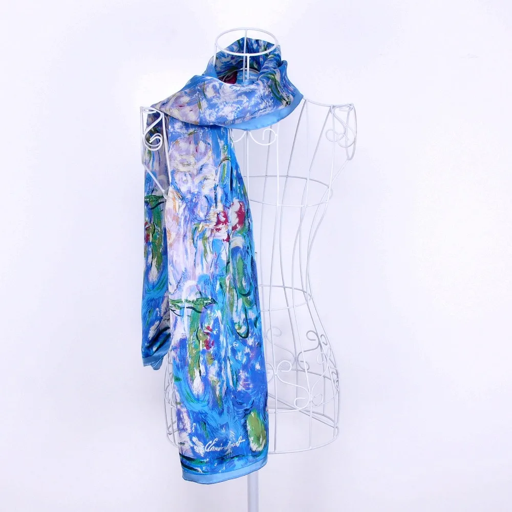 Роскошный атласный Шелковый шарф бренда Aishidis 100% шаль палантин с рисунком