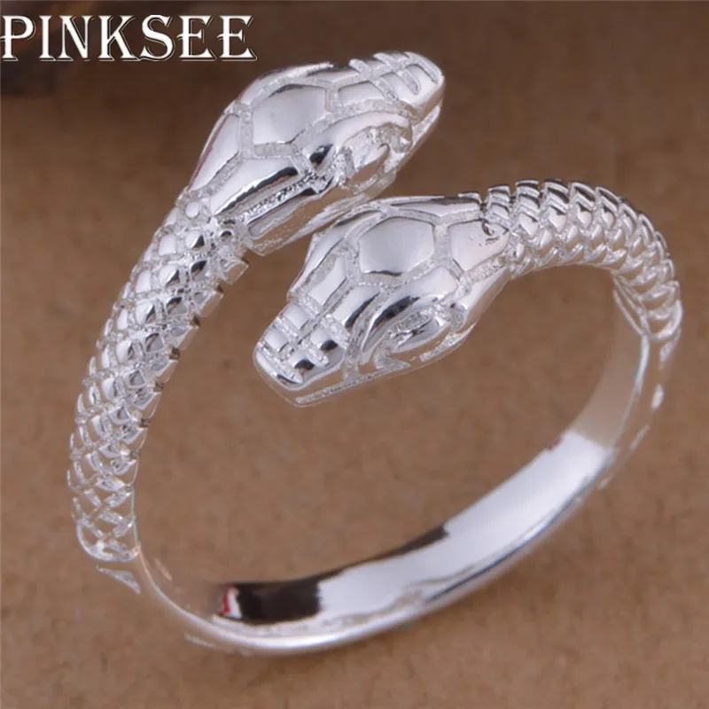 Кольцо из сплава в форме головы змеи серебряного цвета PINKSEE регулируемые