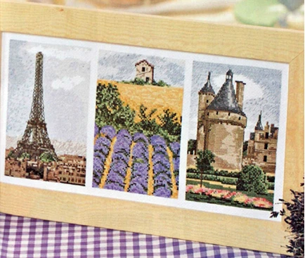 

Needlework Embroidery Cross Stitch Sets 14ct White Pattern European French Landscape Eiffel Tower Small Cross-stitching Pictures