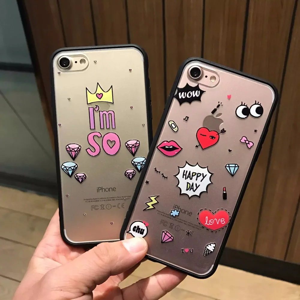 Мультфильм помощи любовное письмо шаблон чехол для iPhone 7 плюс Чехол Fundas телефона