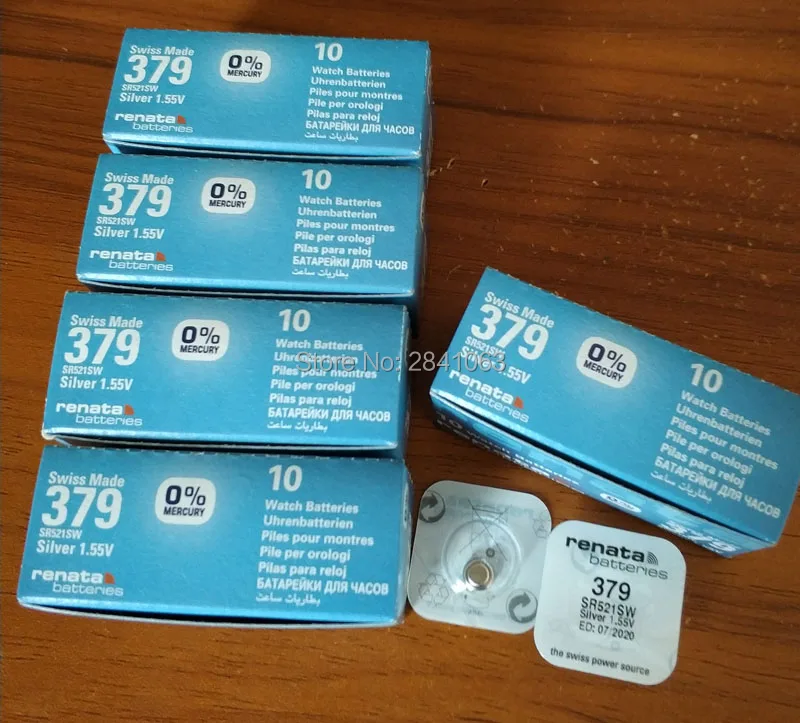 100 шт. часы с оксидом серебра renata 379 SR521SW 521 1 55 V 100% оригинальный бренд батарея |