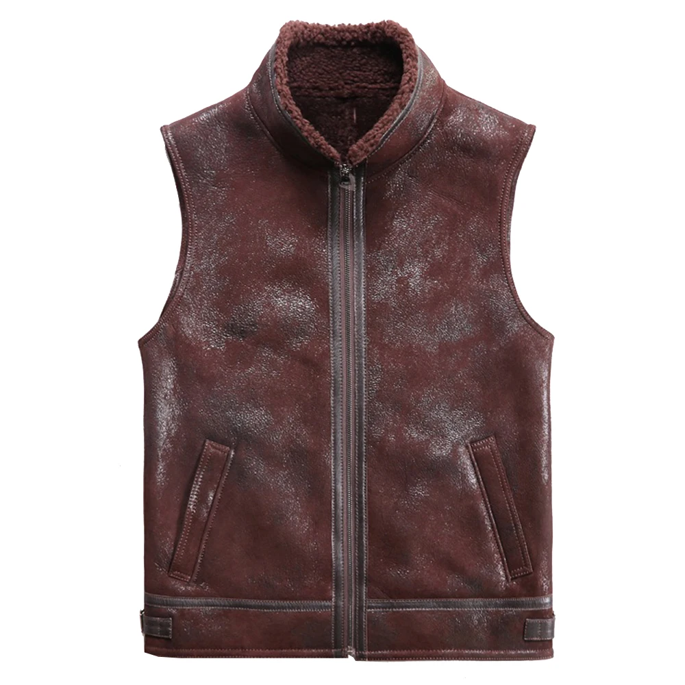 100% натуральный овечий мех мужской жилет Натуральная овечья шерсть зимнее пальто