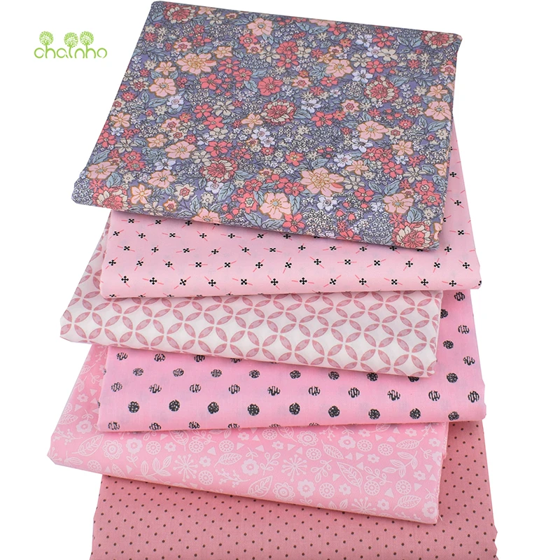 

Chainho,6pcs/Lot,Pink Floral Series,Printed Twill Cotton Fabric,Patchwork Cloth For DIY Sewing Quilting Baby&Children's Material