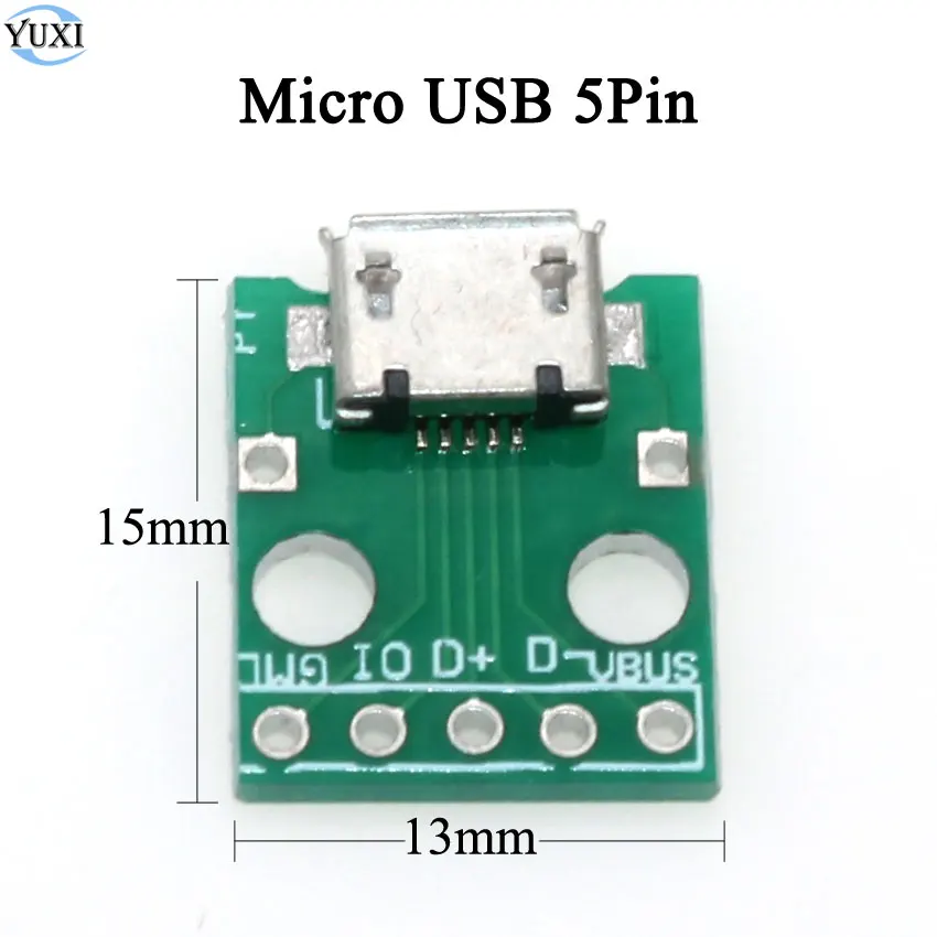 

YuXi 2pcs Micro USB to DIP Adapter 5pin 5P Female Connector B Type PCB Board Converter for mobile phone