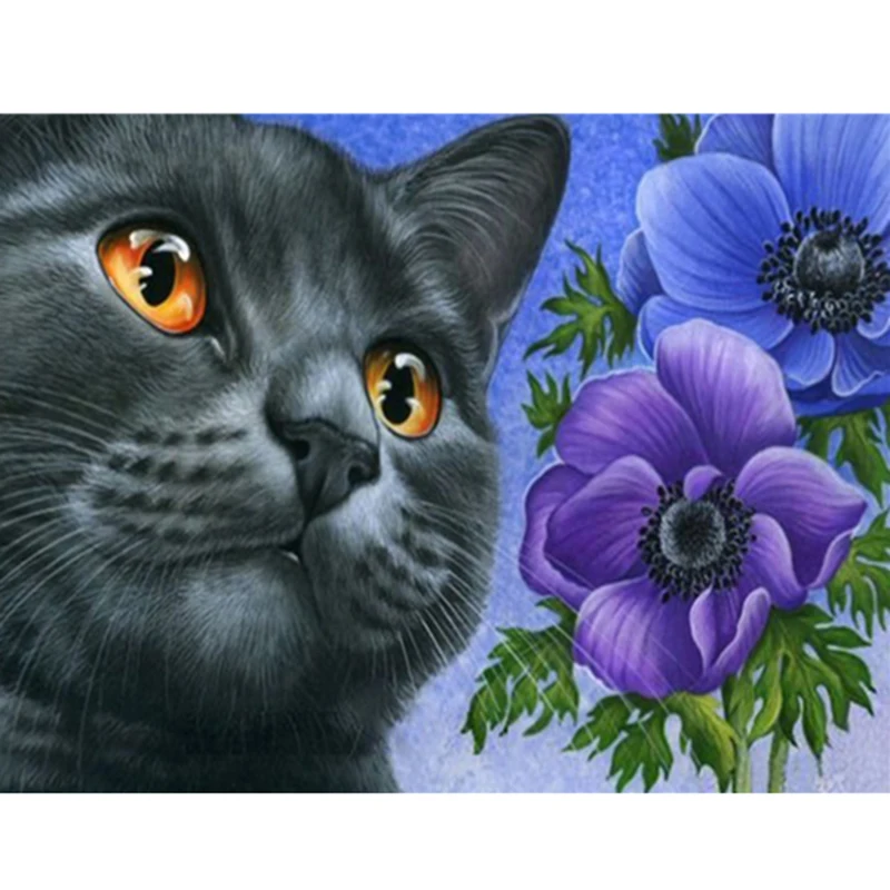 

2016 lovely cat wall picture Needlework Diy Diamond Painting Kit Cross Stitch Diamond Embroidery wall stickers home decor M024