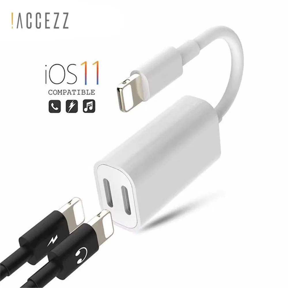 ! 2 в 1 адаптер зарядного устройства ACCEZZ для iPhone X 7 8 Plus|Переходники и адаптеры| |