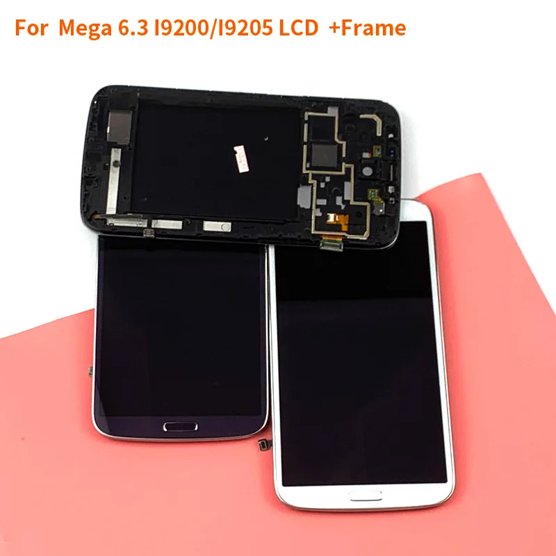 i9205 For Samsung Galaxy Mega 6.3 i9200 LCD Display Touch Screen Digitizer Assembly with Frame Gray Black color | Мобильные телефоны