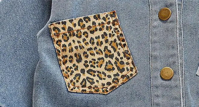 Girls Jackets 2019 Girl Spring Fashion New Leopard Pocket Denim Coats Top&ampoutwear Clothes Children Clothing 12M-5Y | Детская одежда