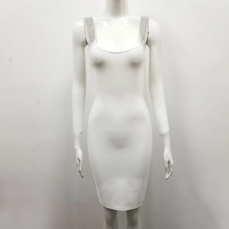 

Summer Dress Mini Vestido De Festa Polyester 2019 New Women's Dress Hot Drilling Shoulder Strap Paragraph Hip Woman