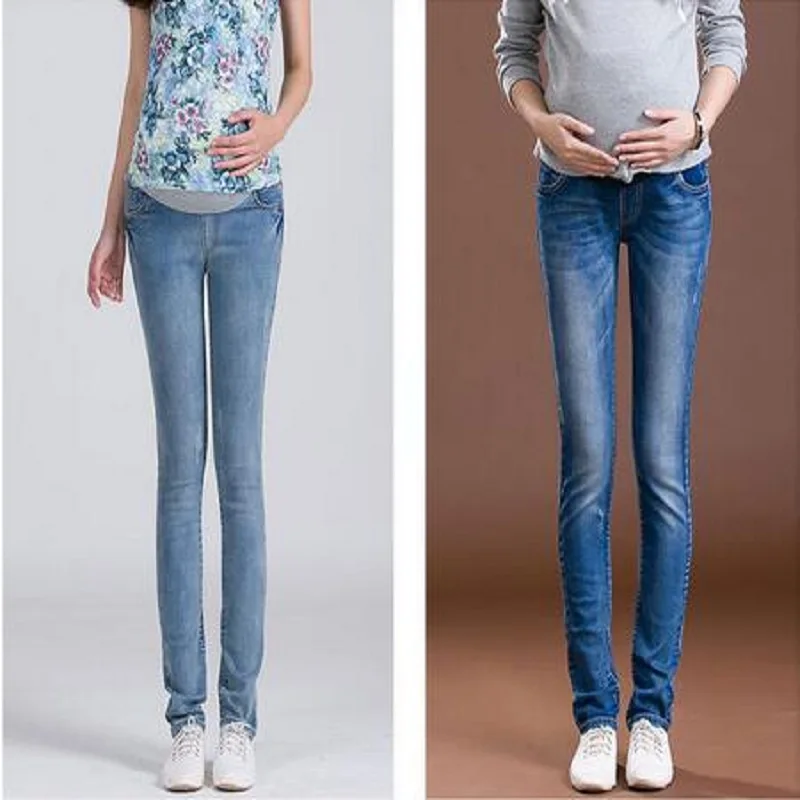 Эластичная резинка на талии 100% хлопок джинсы для беременных штаны Одежда женщин