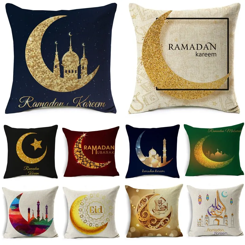 Украшения на Рамадан Eid Mubarak Moon чий фонарь хлопковая льняная наволочка